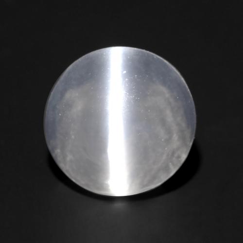 Silimanita Ojo de Gato Blanco translúcido natural de 1.22 ct, Corte Redondo, Transparente