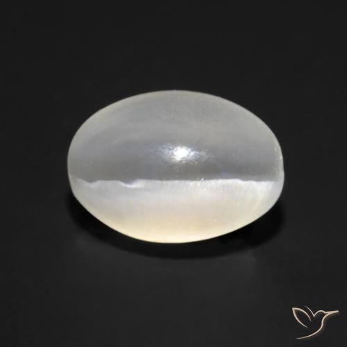 1.43ct Natural Blanco cálido Silimanita Ojo de Gato, Ovalada, Transparente