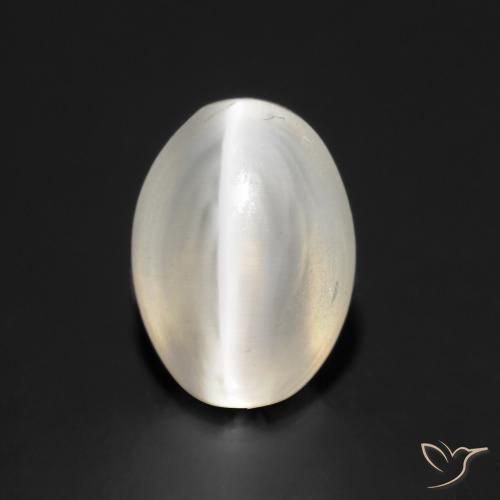 Silimanita Ojo de Gato Blanco cálido natural de 1.43 ct, Ovalada, Transparente