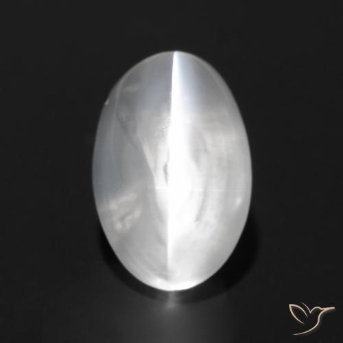 1.53ct Natural Blanco Silimanita Ojo de Gato, Ovalada, Transparente