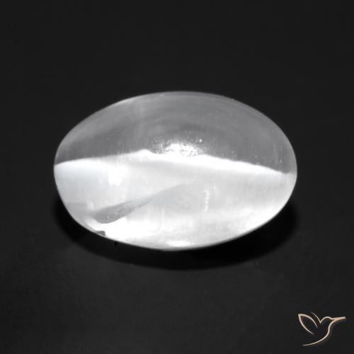 Silimanita Ojo de Gato Blanco natural de 1.53 ct, Ovalada, Transparente