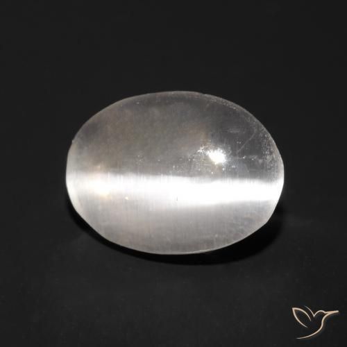 Silimanita Ojo de Gato Gris muy claro natural de 0.96 ct, Ovalada, Transparente