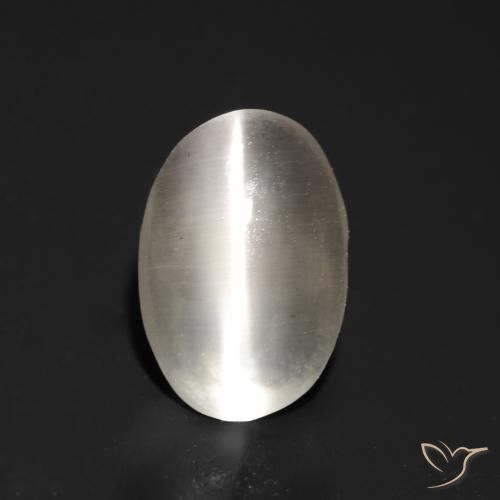 1.05ct Natural Gris muy claro Silimanita Ojo de Gato, Ovalada, Transparente