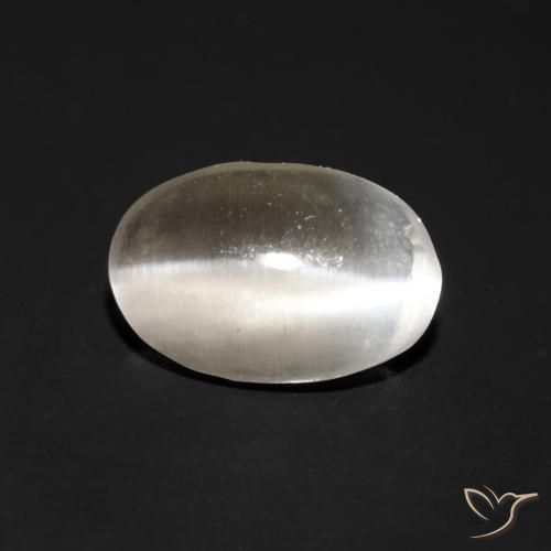 Silimanita Ojo de Gato Gris muy claro natural de 1.05 ct, Ovalada, Transparente