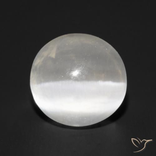 Silimanita Ojo de Gato Blanco cálido natural de 1.57 ct, Redondo, Transparente