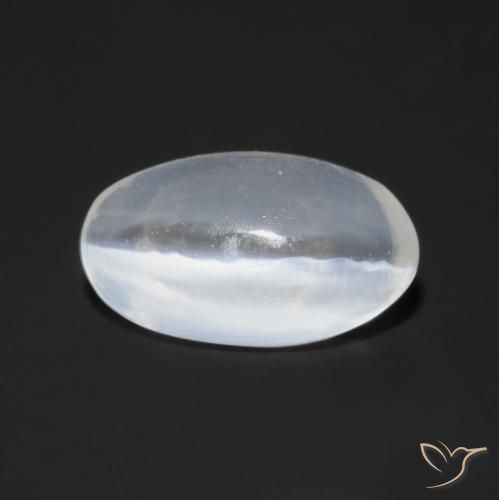 0.77ct Natural Blanco translúcido Silimanita Ojo de Gato, Ovalada, Transparente