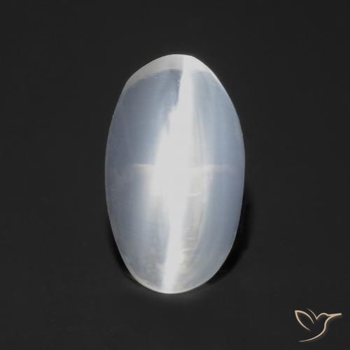 Silimanita Ojo de Gato Blanco translúcido natural de 0.77 ct, Ovalada, Transparente