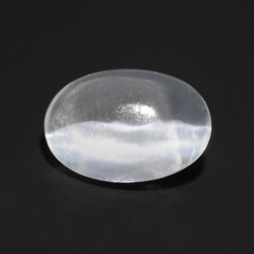 Sillimanite cat's eye blanco natural de 0,80 ct, corte óvalo, transparente