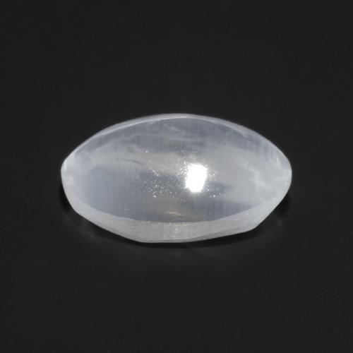 Sillimanite cat's eye blanco natural de 0,80 ct, corte óvalo, transparente
