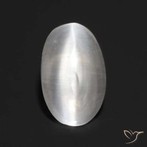 0.83ct Natural Blanco claro Silimanita Ojo de Gato, Ovalada, Transparente