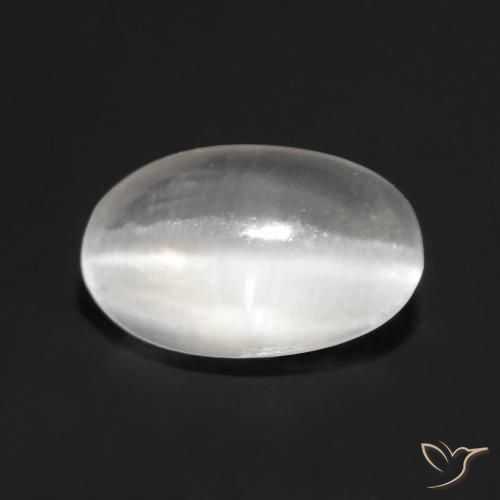 Silimanita Ojo de Gato Blanco claro natural de 0.83 ct, Ovalada, Transparente