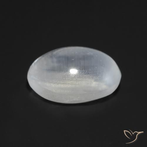 Silimanita Ojo de Gato Blanco translúcido natural de 1.04 ct, Ovalada, Transparente