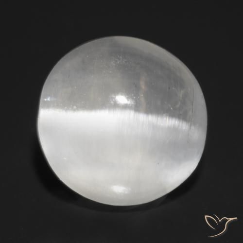 1.32ct Natural Blanco translúcido Silimanita Ojo de Gato, Redondo, Transparente