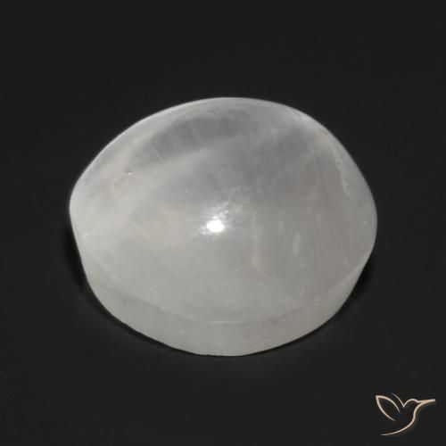 Silimanita Ojo de Gato Blanco translúcido natural de 1.32 ct, Redondo, Transparente