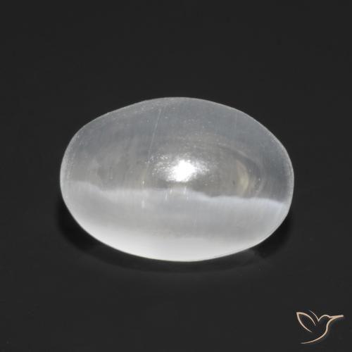 1.13ct Natural Blanco translúcido Silimanita Ojo de Gato, Ovalada, Transparente