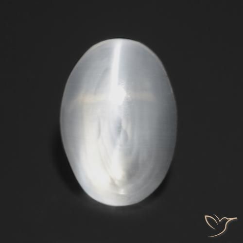 Silimanita Ojo de Gato Blanco translúcido natural de 1.13 ct, Ovalada, Transparente