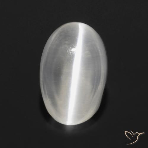 0.97ct Natural Blanco translúcido Silimanita Ojo de Gato, Ovalada, Transparente