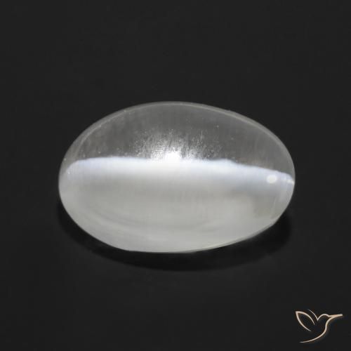 Silimanita Ojo de Gato Blanco translúcido natural de 0.97 ct, Ovalada, Transparente