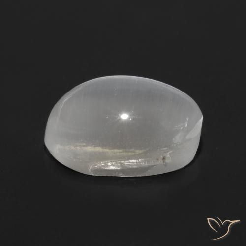Silimanita Ojo de Gato Blanco translúcido natural de 0.97 ct, Ovalada, Transparente
