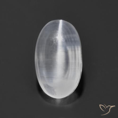 Silimanita Ojo de Gato Blanco claro natural de 1.24 ct, Ovalada, Transparente