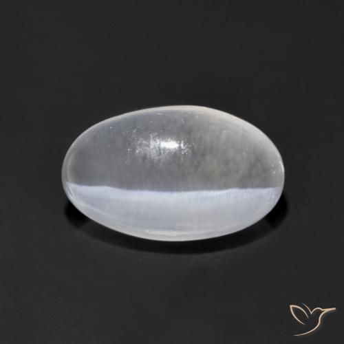 1.39ct Natural Blanco claro Silimanita Ojo de Gato, Ovalada, Transparente