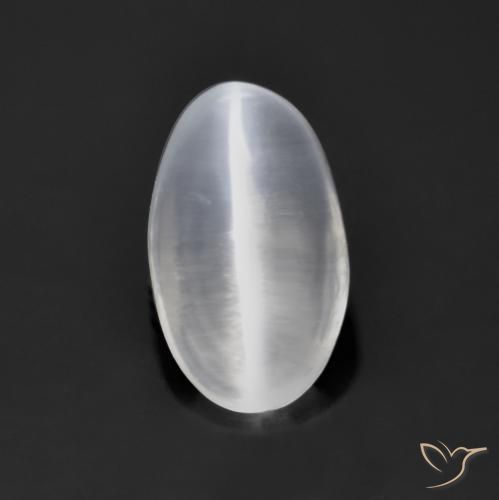 Silimanita Ojo de Gato Blanco claro natural de 1.39 ct, Ovalada, Transparente