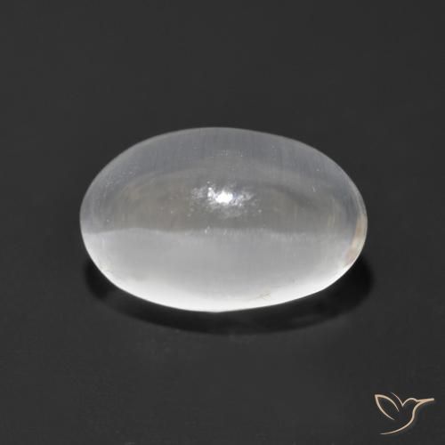 1.36ct Natural Blanco Silimanita Ojo de Gato, Ovalada, Transparente