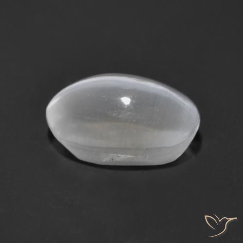 Silimanita Ojo de Gato Blanco natural de 1.36 ct, Ovalada, Transparente