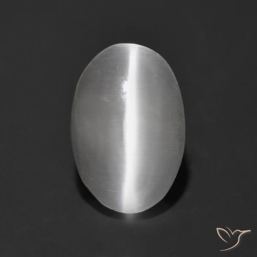 1.13ct Natural Blanco claro Silimanita Ojo de Gato, Ovalada, Transparente