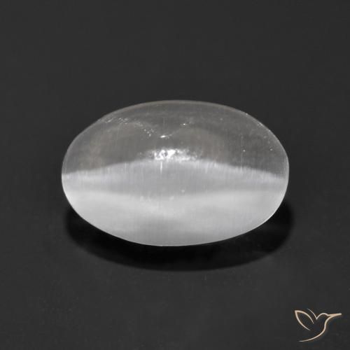 Silimanita Ojo de Gato Blanco claro natural de 1.13 ct, Ovalada, Transparente