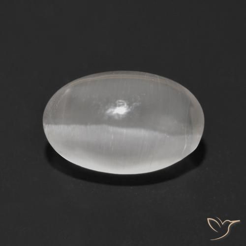 Silimanita Ojo de Gato Blanco natural de 1.17 ct, Ovalada, Transparente
