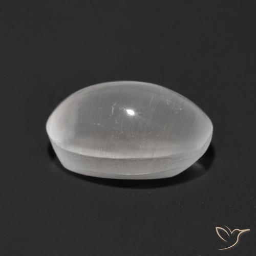 Silimanita Ojo de Gato Blanco natural de 1.17 ct, Ovalada, Transparente