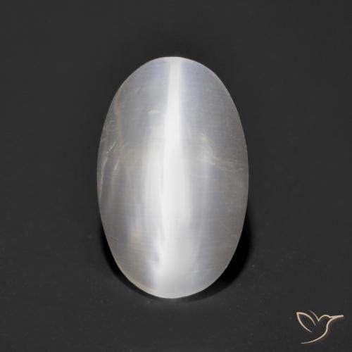 1.34ct Natural Gris muy claro Silimanita Ojo de Gato, Ovalada, Transparente