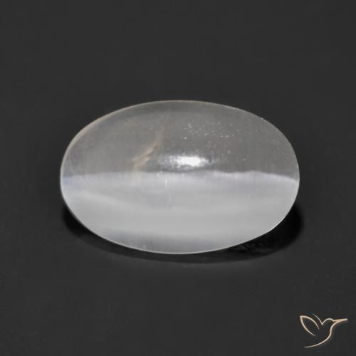 Silimanita Ojo de Gato Gris muy claro natural de 1.34 ct, Ovalada, Transparente