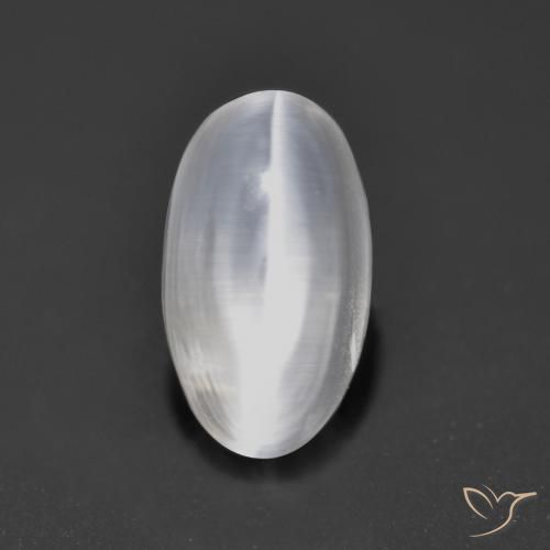 Silimanita Ojo de Gato Blanco claro natural de 1.46 ct, Ovalada, Transparente