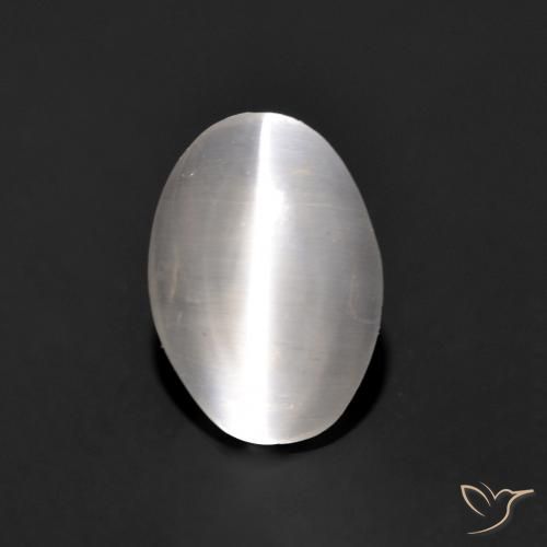 0.96ct Natural Gris muy claro Silimanita Ojo de Gato, Ovalada, Transparente