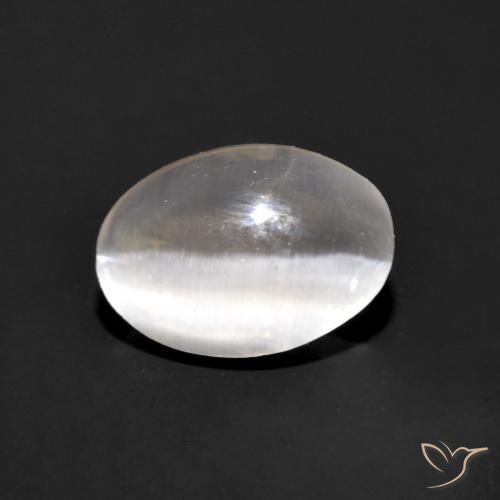 Silimanita Ojo de Gato Gris muy claro natural de 0.96 ct, Ovalada, Transparente