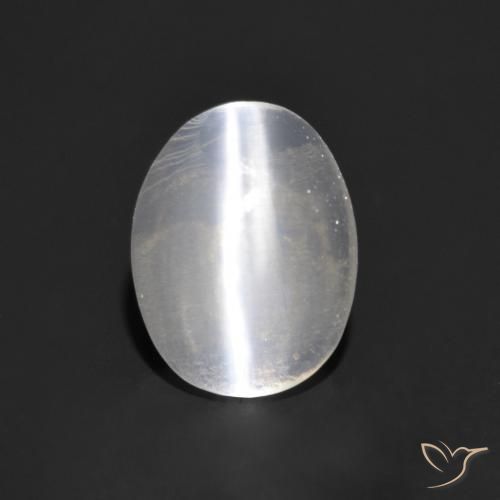 0.83ct Natural Blanco claro Silimanita Ojo de Gato, Ovalada, Transparente