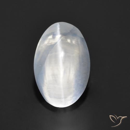 1.26ct Natural Blanco claro Silimanita Ojo de Gato, Ovalada, Transparente