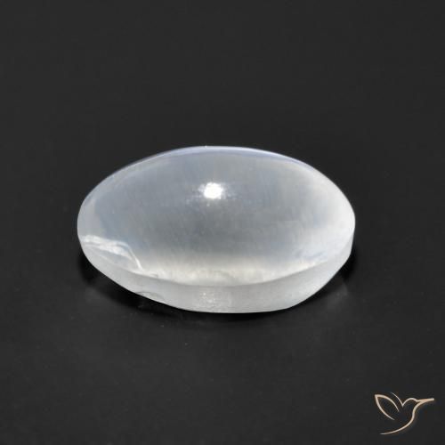 Silimanita Ojo de Gato Blanco claro natural de 1.26 ct, Ovalada, Transparente