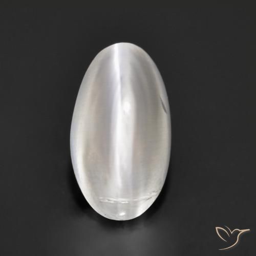 1.37ct Natural Blanco Silimanita Ojo de Gato, Ovalada, Transparente
