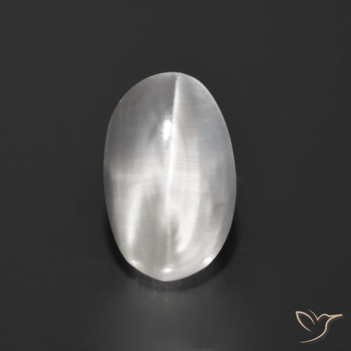 1.27ct Natural Gris muy claro Silimanita Ojo de Gato, Ovalada, Transparente