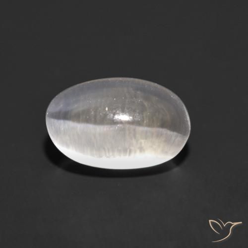 Silimanita Ojo de Gato Gris muy claro natural de 1.27 ct, Ovalada, Transparente