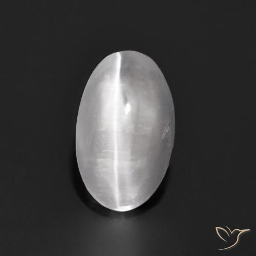 0.94ct Natural Gris muy claro Silimanita Ojo de Gato, Ovalada, Transparente