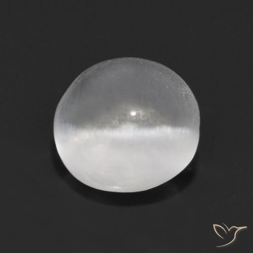 Silimanita Ojo de Gato Blanco natural de 1.44 ct, Redondo, Transparente