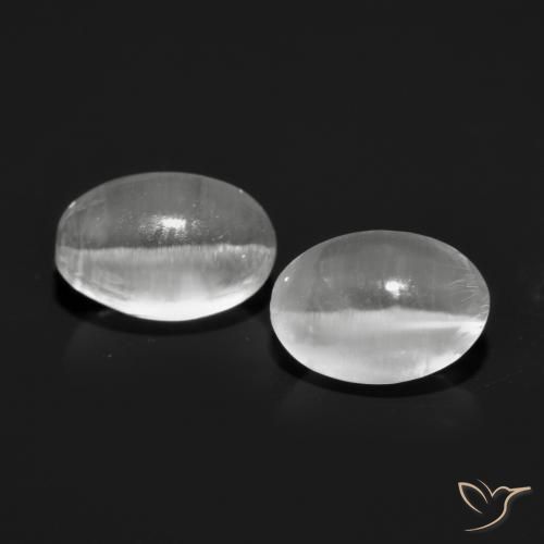 2.06ctw Natural Gris muy claro Silimanita Ojo de Gato, Ovalada, Transparente