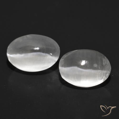 2.52ctw Natural Gris muy claro Silimanita Ojo de Gato, Ovalada, Transparente