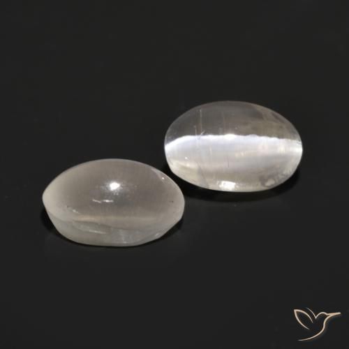 Gemas de Silimanita Ojo de Gato Gris muy claro natural de 1.58 ct, Ovalada, Translúcido