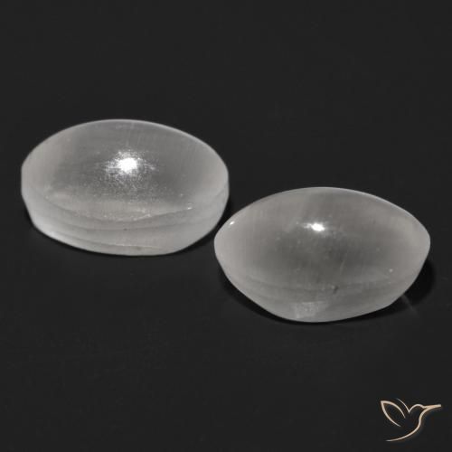 Gemas de Silimanita Ojo de Gato Gris muy claro natural de 2.25 ct, Ovalada, Translúcido