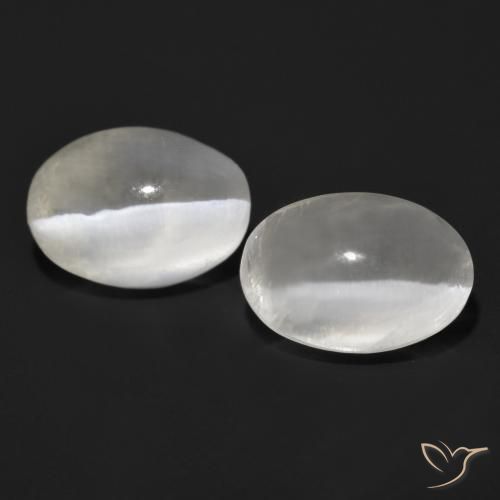2.75ctw Natural Gris muy claro Silimanita Ojo de Gato, Ovalada, Transparente